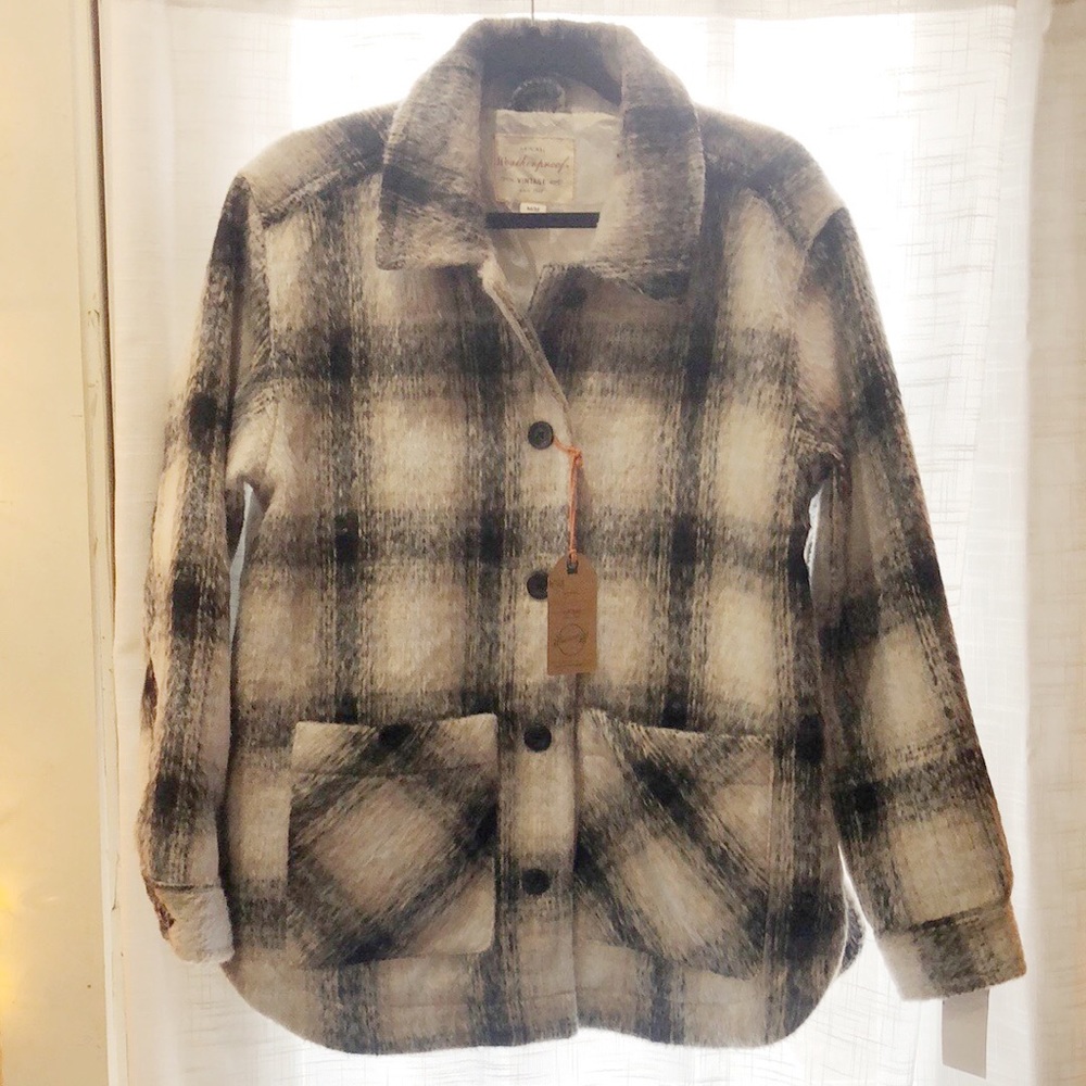 Weatherproof Vintage Button Up Plaid Jacket Blue/Beige NWT